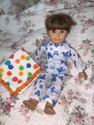 Doll Clothes fits 18" Ma or AM doll little PJs with flannel blanket | eBay