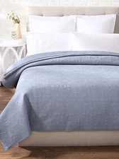 COLONIAL BLUE 1pc Twin 66x86 QUILT : 100 COTTON MATELASSE TILE COVERLET