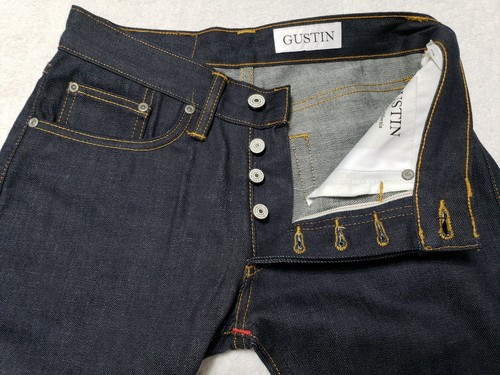 Gustin Mens 29x33 Slim Fit Raw Denim Jeans RN 116699 Made in California - Picture 5 of 12