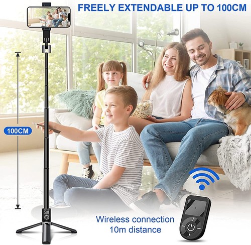 ASHINER Premium Selfie Stick Tripod with Remote - 100cm Portable and Adjustable - 第 6/7 張圖片