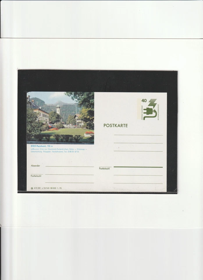 BRD Bildpostkarte " 8105 Farchant - Luftkurort " postfrische Ganzsache - Bild 1 von 1