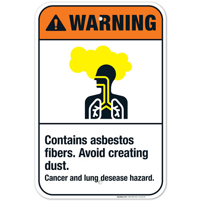 Contains Asbestos Fibers Avoid Creating Dust Sign, ANSI Warning Sign,