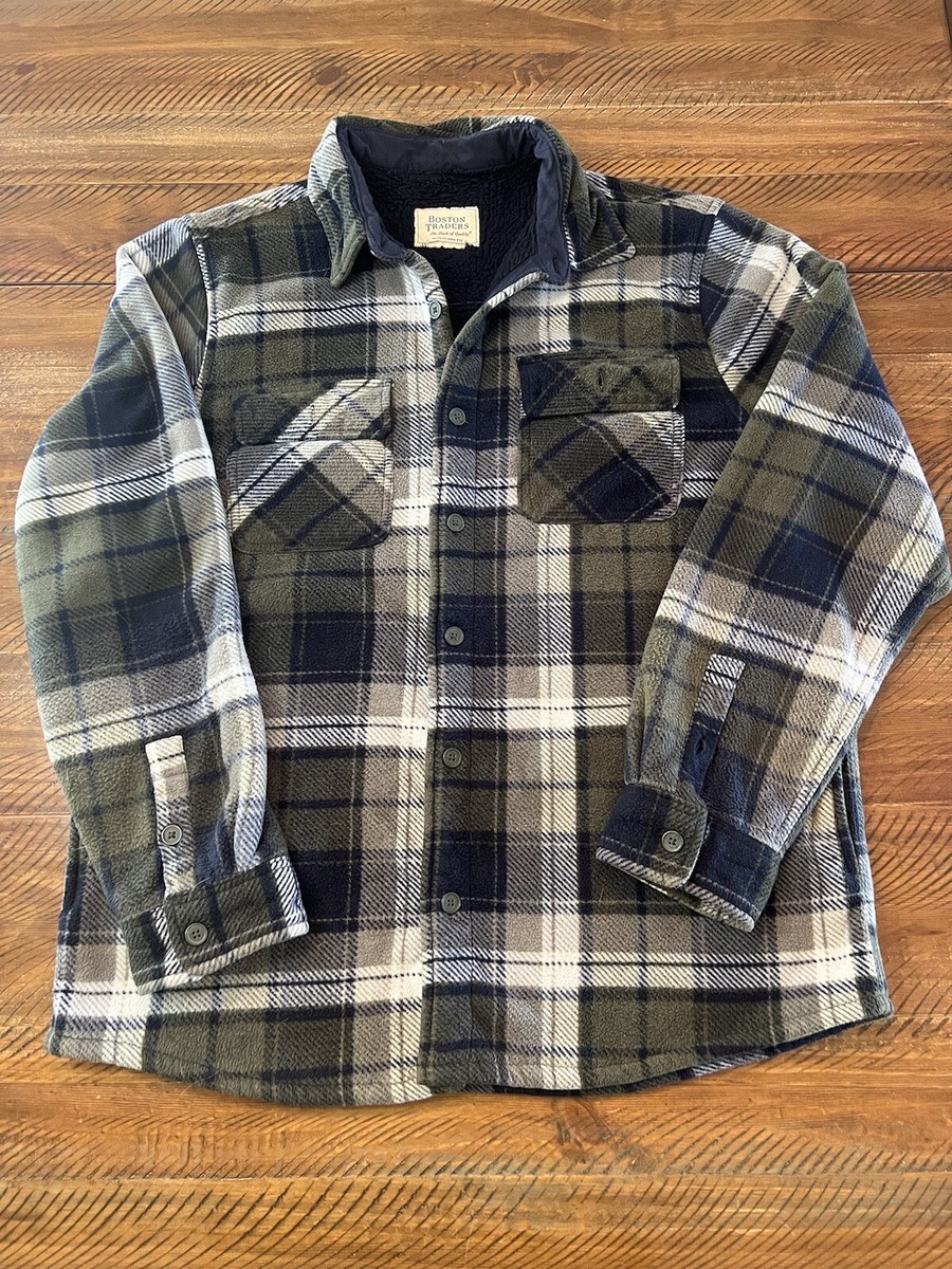 Polar Fleece Boston Traders Fleece Shirt Jacket Plaid Jacket