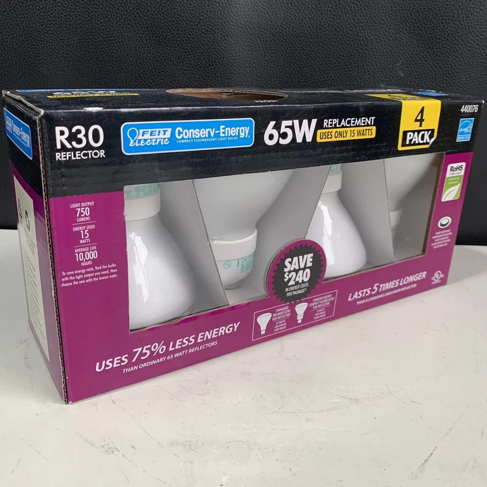 Feit Electric R30 Reflector Lamp Bulb 65W 2x 4 Pack, 750 Lumens 15 Watt - Image 2 of 4
