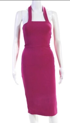 AQ/AQ Womens Square Neck Split Hem Strappy Back Logan Midi Dress Pink Size 8