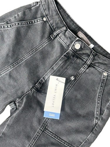 Women’s Mint Velvet Cargo Jeans Clean Washed Black Stretch Comfort Size UK 10 S - 第 9/24 張圖片