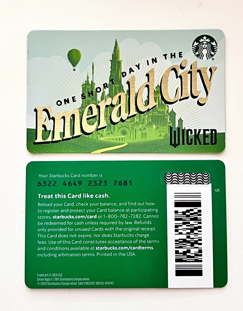 2024 STARBUCKS WICKED EMERALD CITY Gift Card NEW | eBay