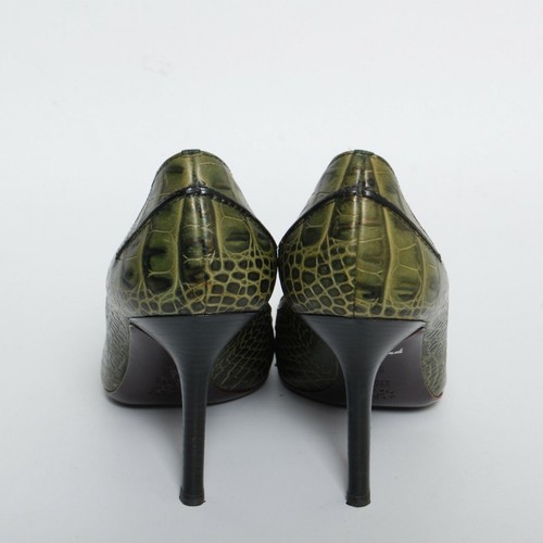 Alberta Ferretti High Heels Shoes Crocodile Leather Pointed Toe Pumps EU 39 US 8 - Picture 4 of 8