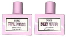 2X VICTORIAS SECRET PINK VIBES PERFUME BODY MIST SPRAY AMBER & VANILLA 1 oz 30ml