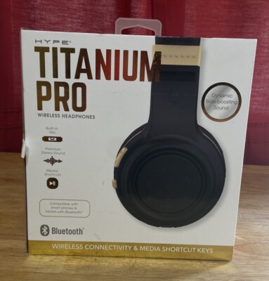 Titanium Pro Wireless Over Ear Headphones Built In MIc Bass Boost Bluetooth Blu 