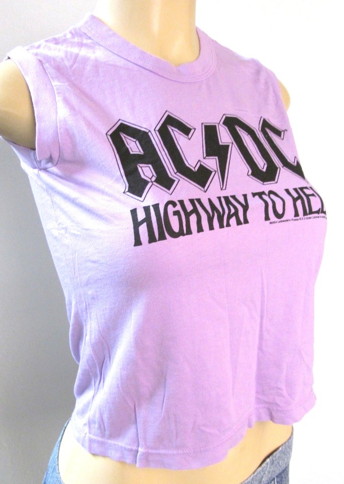 AC/DC Crop Top T-shirt Highway To Hell CHASER Tank Top Women JUNIORS ...