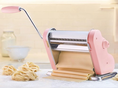 Classic Pink Stainless Steel Pasta Maker - 20cm Wide with 9 Thickness Settings - Picture 5 of 7