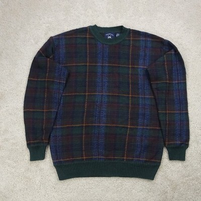 Harbor Bay Pullover Herren Large Tall kariert Ramie Baumwolle Strick Winter Preppy 90s Knit