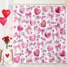 Valentines Shower Curtain Sweet Heart Valentines Shower Curtain 71x71inch Pink
