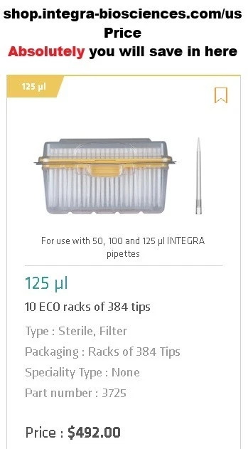 Integra Biosciences Pipette Tip 125 ul Griptip Sterile Filter ECO Rack 3840 Tips - Image 2 of 4