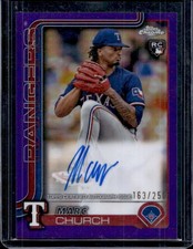 2025 Topps Chrome Marc Church Rookie Auto RC Purple Refractor #/250 Rangers