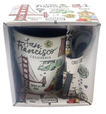 Kitchen Chic San Francisco Souvenir Coffee Mug & Spoon Set 12 oz Ceramic w/ Box