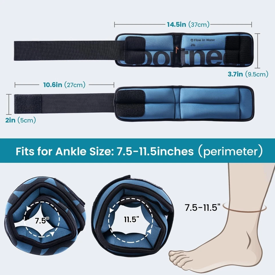 Pesas de tobillo anfibio de tela suave - Ideal para actividades de fitness y agua Foto 4 de 4