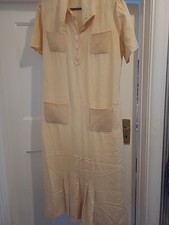 Ladies Size Small Beige/ Cream Short Sleeve Long Dress Vintage