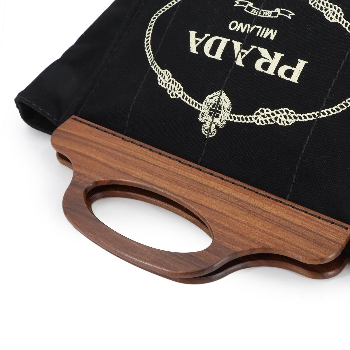 PRADA Canapa 2way Hand Shoulder Bag Canvas Nero Black 1BG350 Silver Hardware 90 thumbnail 6