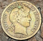 1909 Barber Dime USA 🇺🇸 Historic Silver Coin