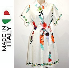 LE RAGAZZE Linen-Cotton-Blend 36" Long Mini Shirt Dress With Belt sz LARGE