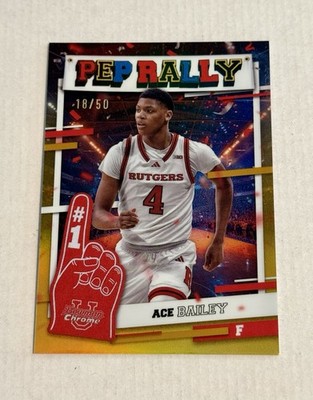 Ace Bailey 2024-25 Bowman University U Chrome Pep Rally Gold /50 #PR-1 Rutgers