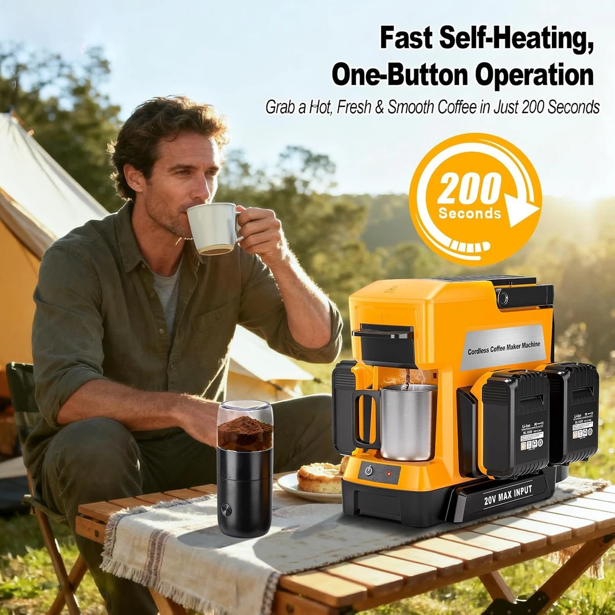 Cafetera inalámbrica para cafetera de goteo a batería Dewalt 20V 18V con molinillo