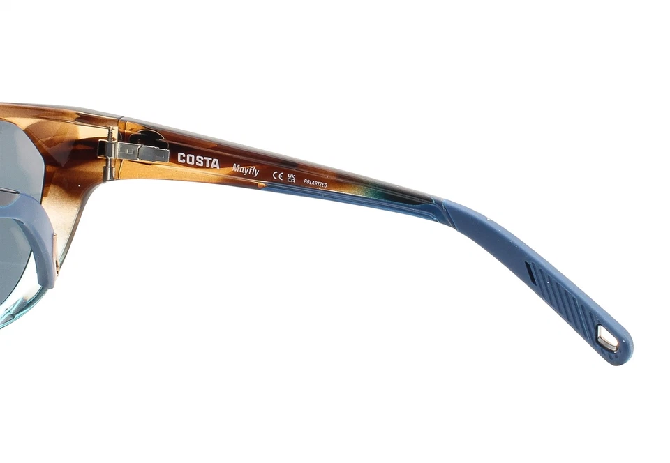 Costa Del Mar Mayfly 太阳镜棕色至蓝色偏光灰色 580P 塑料带盒 — 第 4/4 张图片