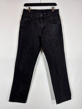 WRANGLER Jeans Uomo W32/L30 Regular Fit Zip Fly Tasche Nero