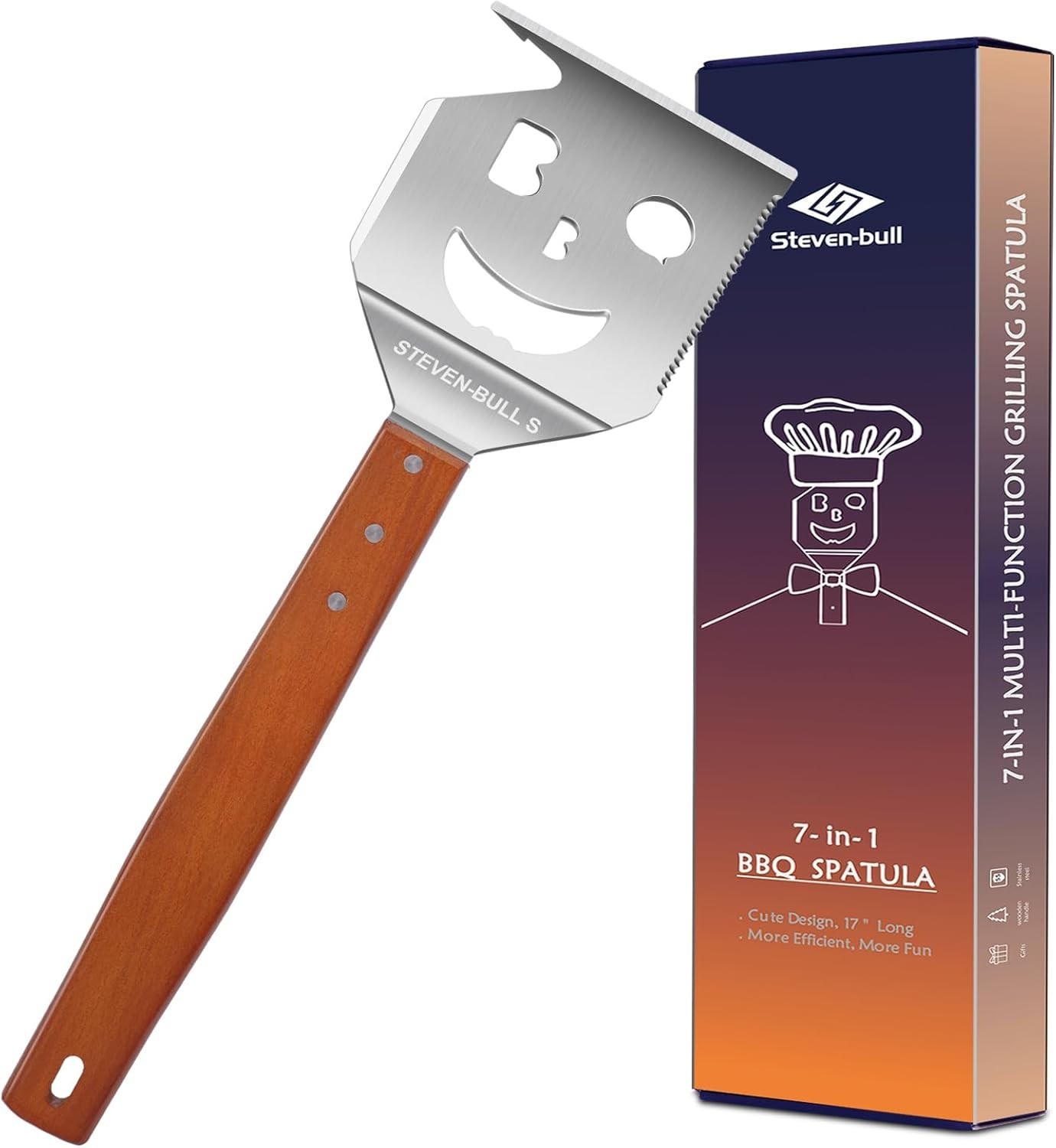 Bbq Accessories For Grill, 7 In 1 Grill Spatula With Fork,17 Inch Barbecue Tool