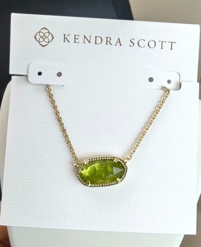 💚 Illusion Cut Peridot Pendant Gold Short Chain 15"+2" Extender✨.