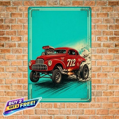 Racing Turbo Games Rod Metal Sign Retro Video Game Room Wall Decoration