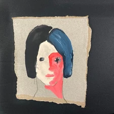 Portrait Painting Woman Painterly Abstract Pink Naive Outsider Art Miz Katie