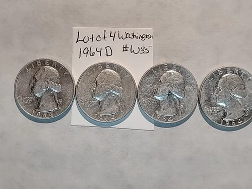 1964 D 90% Silver Quarters XF Lot Of 4 $1 Face. W35