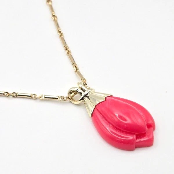 Sarah Coventry Tono Dorado Rosa Tulipán Snap Colgante Cambiable Collar Barra Cadena Foto 2 de 4