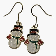 Snowman Enamel Dangle Earrings