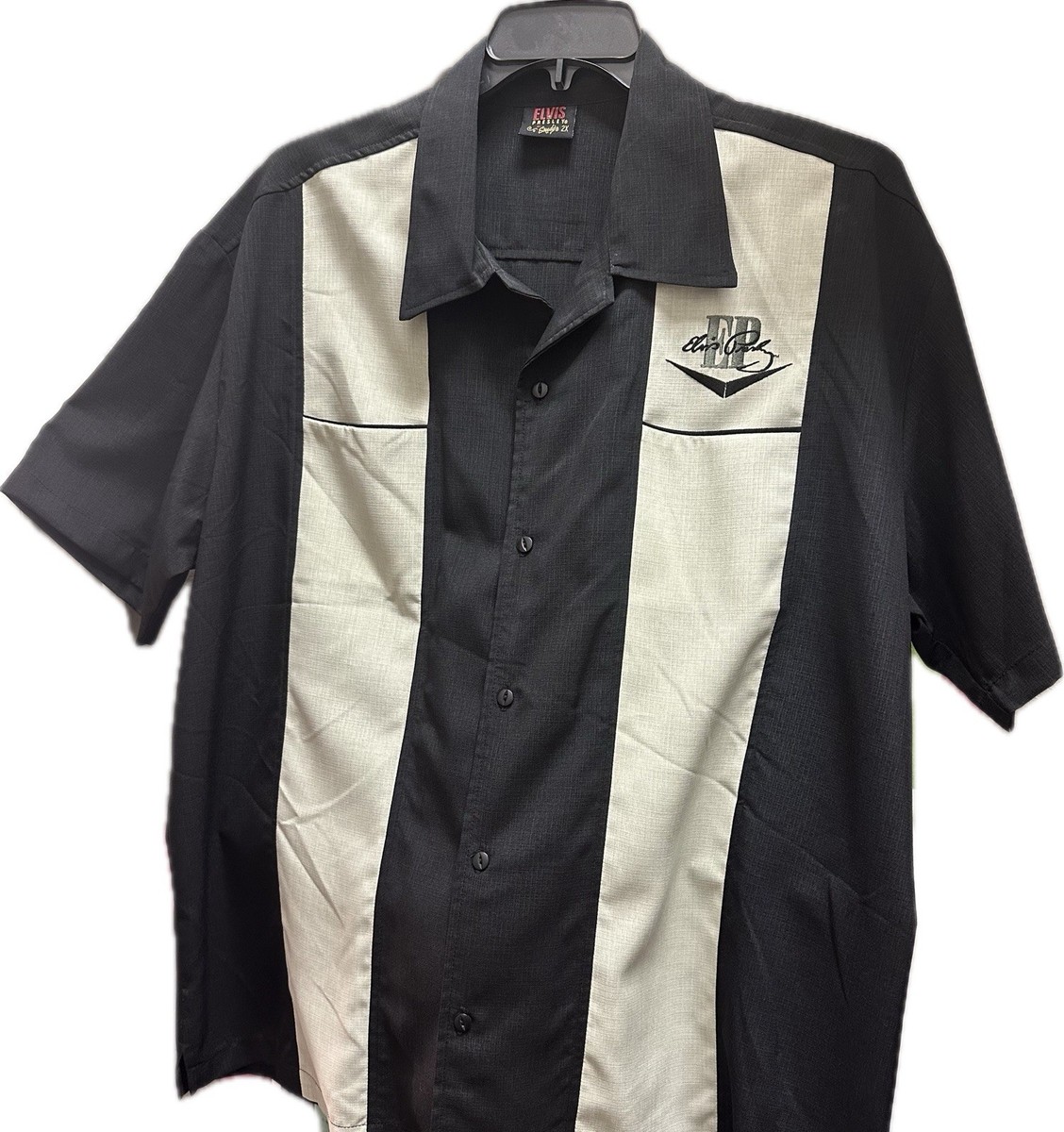 Graceland Elvis Presley Button Up Shirt Mens Black/White