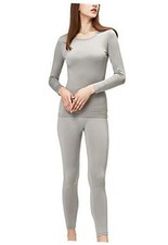 Women's Thermal Underwear Long Johns Top Bottom Set Small Light Grey