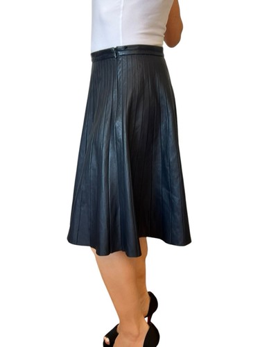 JUPE PLISSÉE FEMME THÉORIE CUIR D'AGNEAU BLEU MARINE FONCÉ MINI LIGNE UNE le moins cher LIGNE TAILLE 2