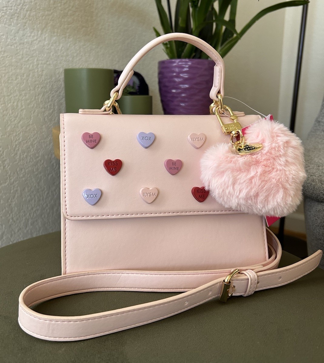 New! Betsey Johnson Viral Candy Conversation Hearts Crossbody Purse, Valentines