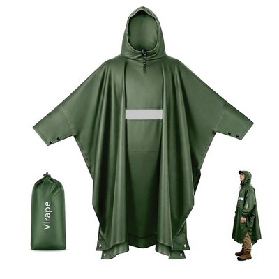 Wasserdichter Regenponcho Unisex EVA Regencape mit Kapuze Olivgrün 210x140cm