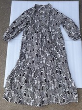 Maeve Anthropologie Bettina Tiered Midi Shirt Dress Brown Zebra Print Size S