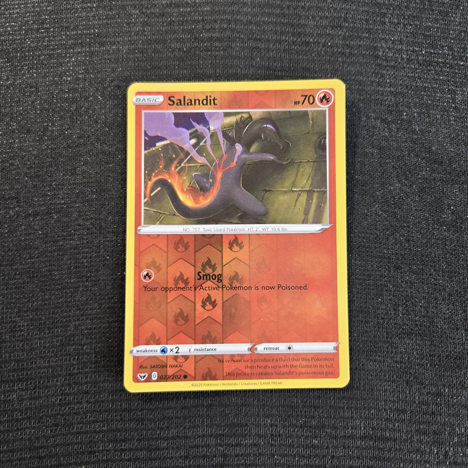 Pokemon TCG Sword & Shield Salandit Reverse Holo Card 27/202