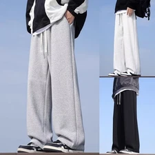 Men Sweatpants Loose Fit Solid Color Design Brand New Condition Drawstring Waist