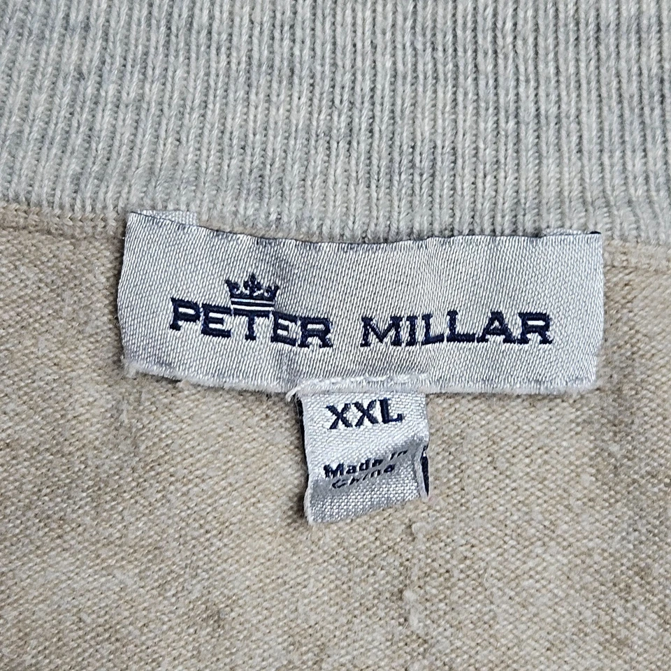 Мягкий свитер Peter Millar Crown мужской XXL желтовато-коричневый 1/4 на молнии хлопок нейлон шелк кашемир - Изображение 3 из 4