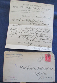 1907 McPherson Kansas Bixby & Lindsay Palace Drug Store Cover & Letterhead