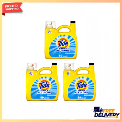 3 Pack Tide Simply All in One Refreshing Breeze HE Laundry Detergent, 117 fl oz