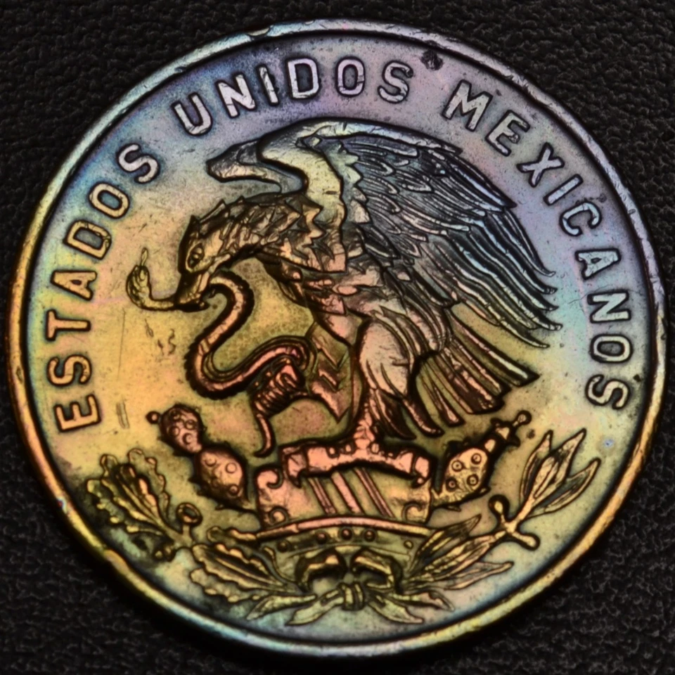 1967 Mexico 20 Centavos GORGEOUS RAINBOW TONING OBV & REV (L48-32) - Image 3 of 3