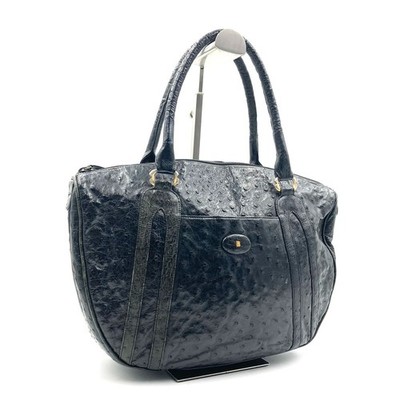BALLY Straußenleder Tasche B Logo Schwarz Germany 5484